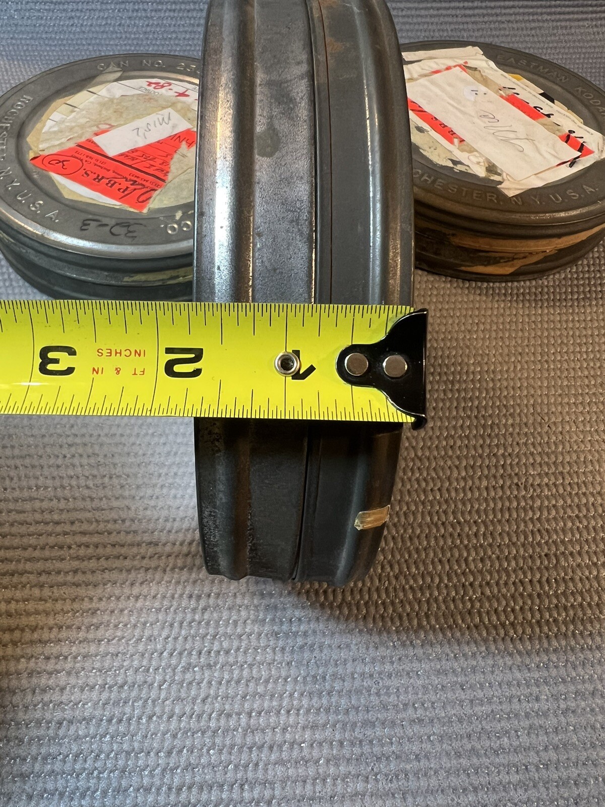 Three Vintage 16mm Metal Film Reel Canisters 7″ Diameter Eastman Kodak Empty
