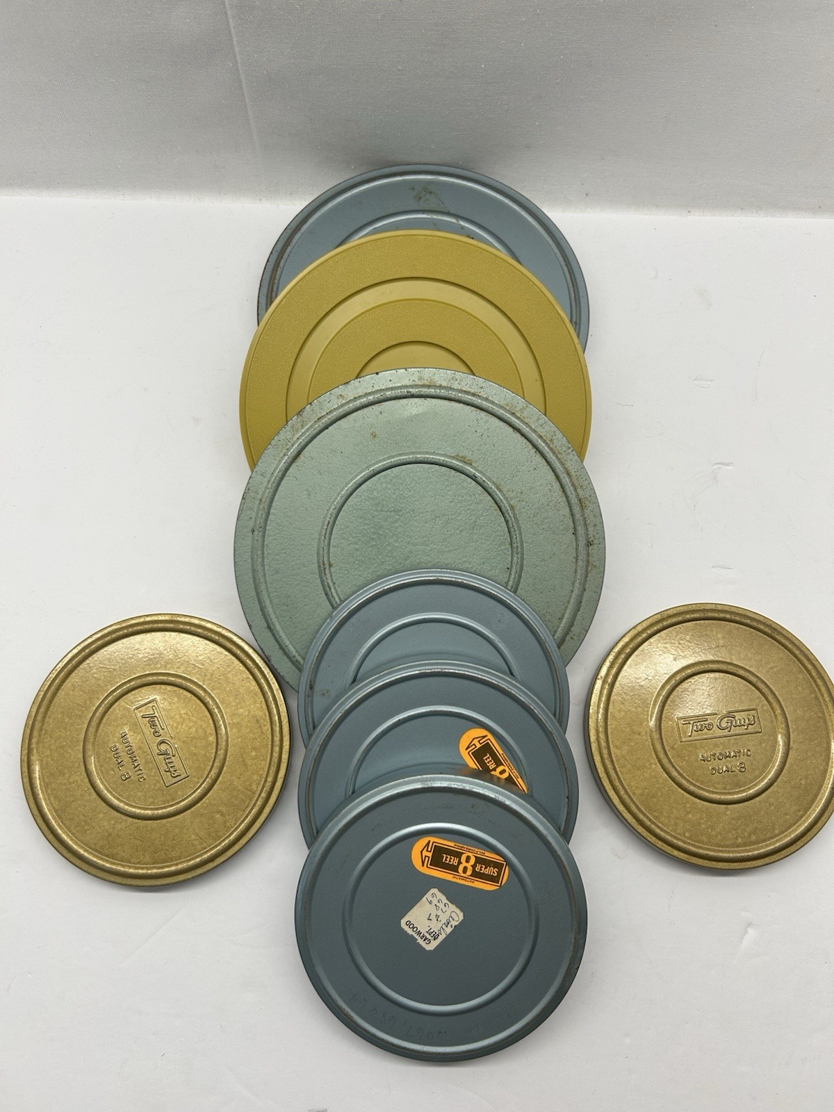 Mixed Lot Compco Std 8mm Film Reels Cans Blue Metal Lot of 8 sets
