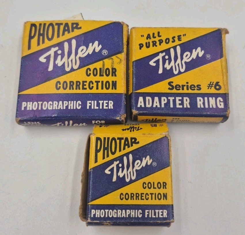 Vintage Tiffen Photar Filters & Adapter Ring in Original Boxes