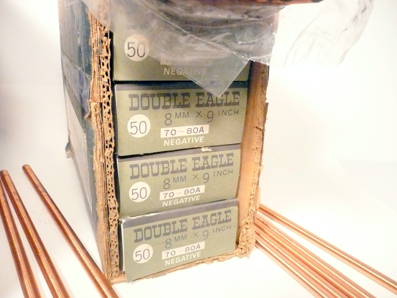 nos CARBON ARC RODS – 244 MARBLE SETS- 9mm POSTIVES & 8mm NEGATIVES – 70-80 AMPS