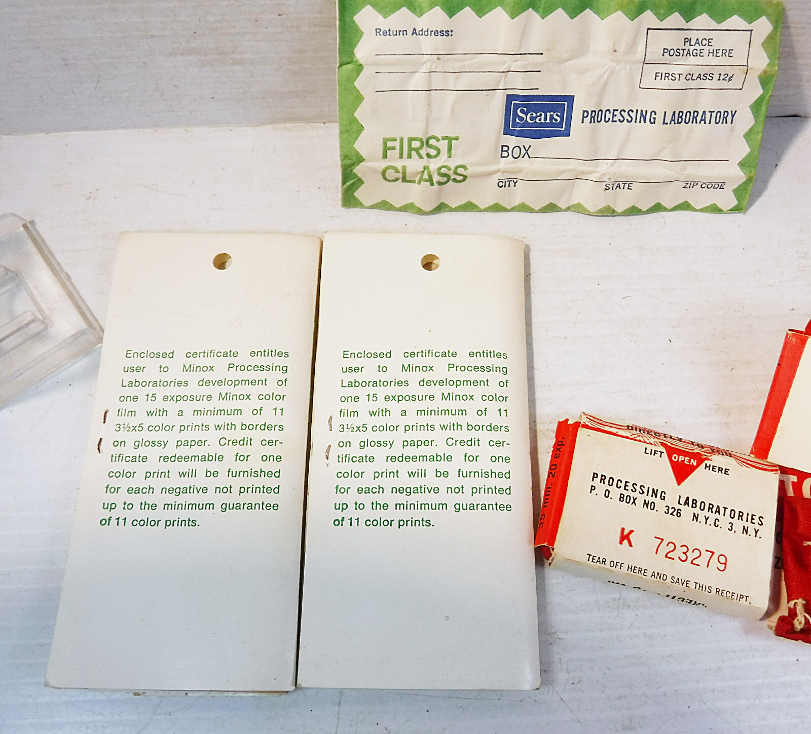 Minox Prepaid Film Mailers Kodachrome Mail bag Sears Film Developing Envelope