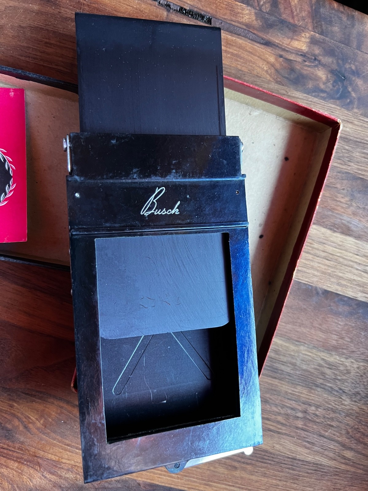 Vintage 1940s Busch Pressman 2×3 Film Pack Adapter 2 1/4 x 3 1/4 Box Manual Vg
