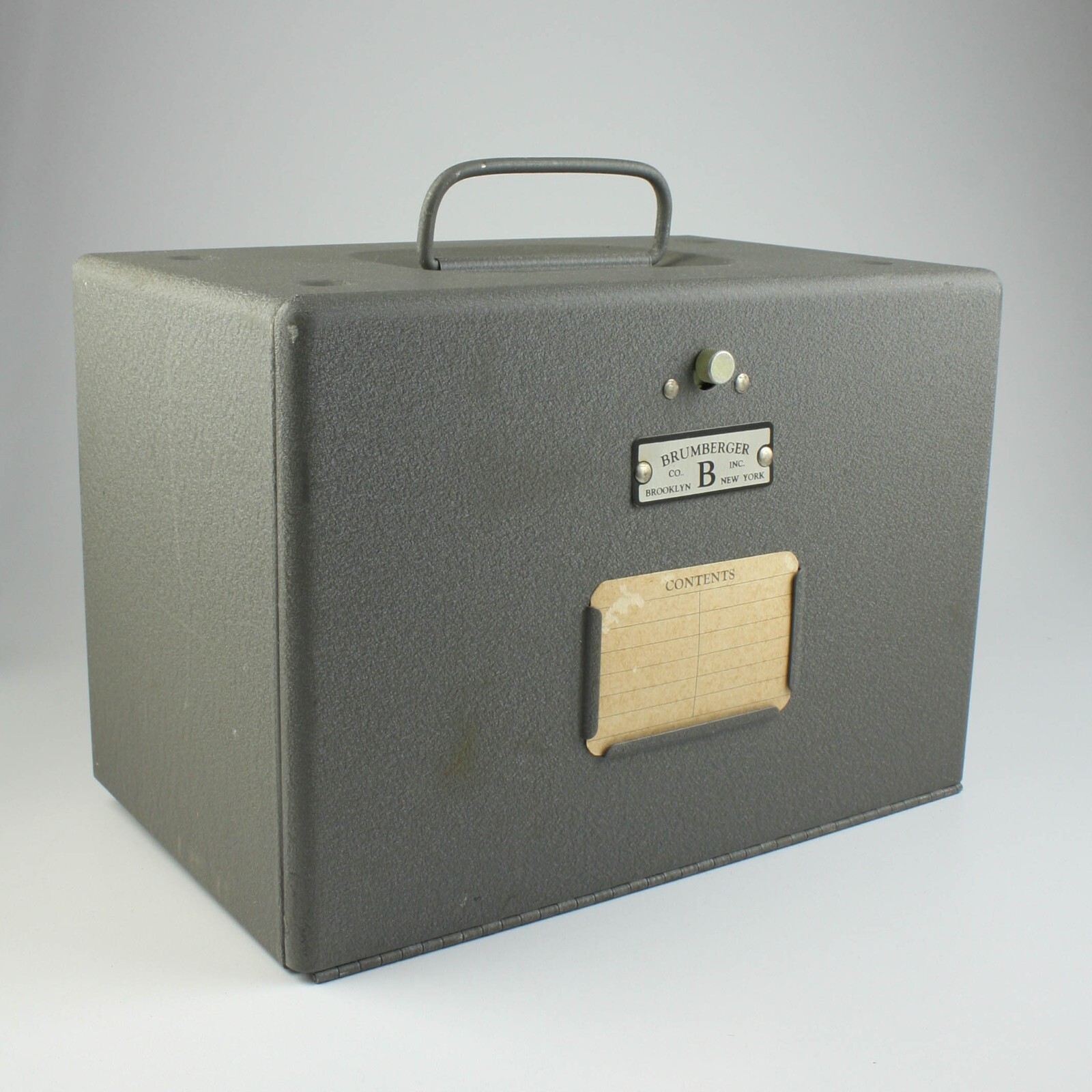Brumberger – Gray Metal – 8mm Movie Film Storage – Vintage Case for 12 5″ Reels