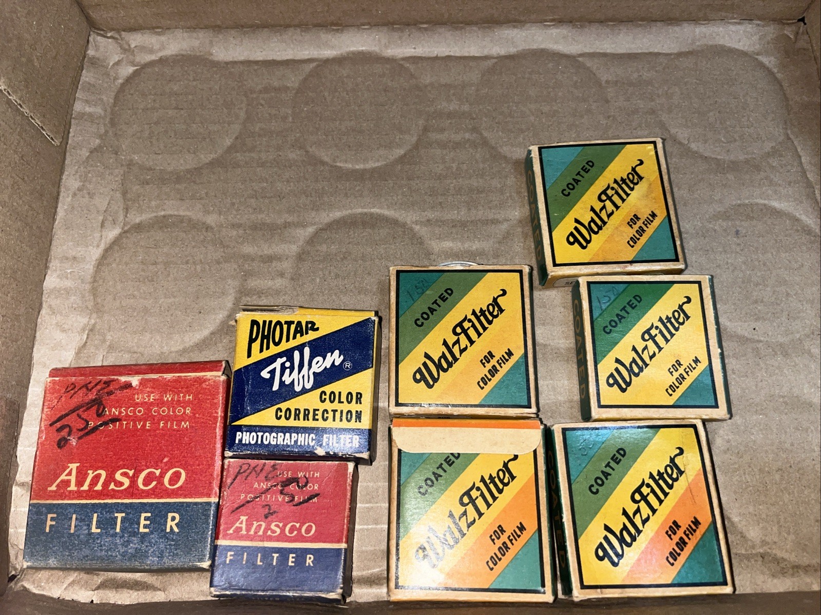 Vintage Walz Filter, Tiffen & Ansco Lens Filters-NOS-Mixed Lot of 8
