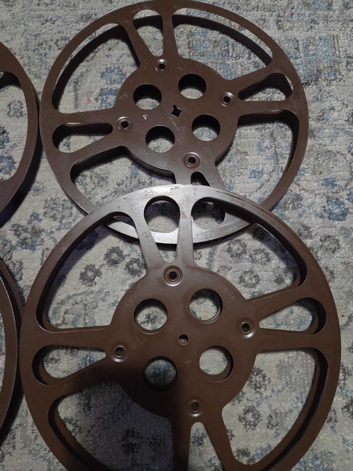 Vintage Goldberg Bros. Brown Metal Film Reels 10.5″, Lot of 4, Made In USA