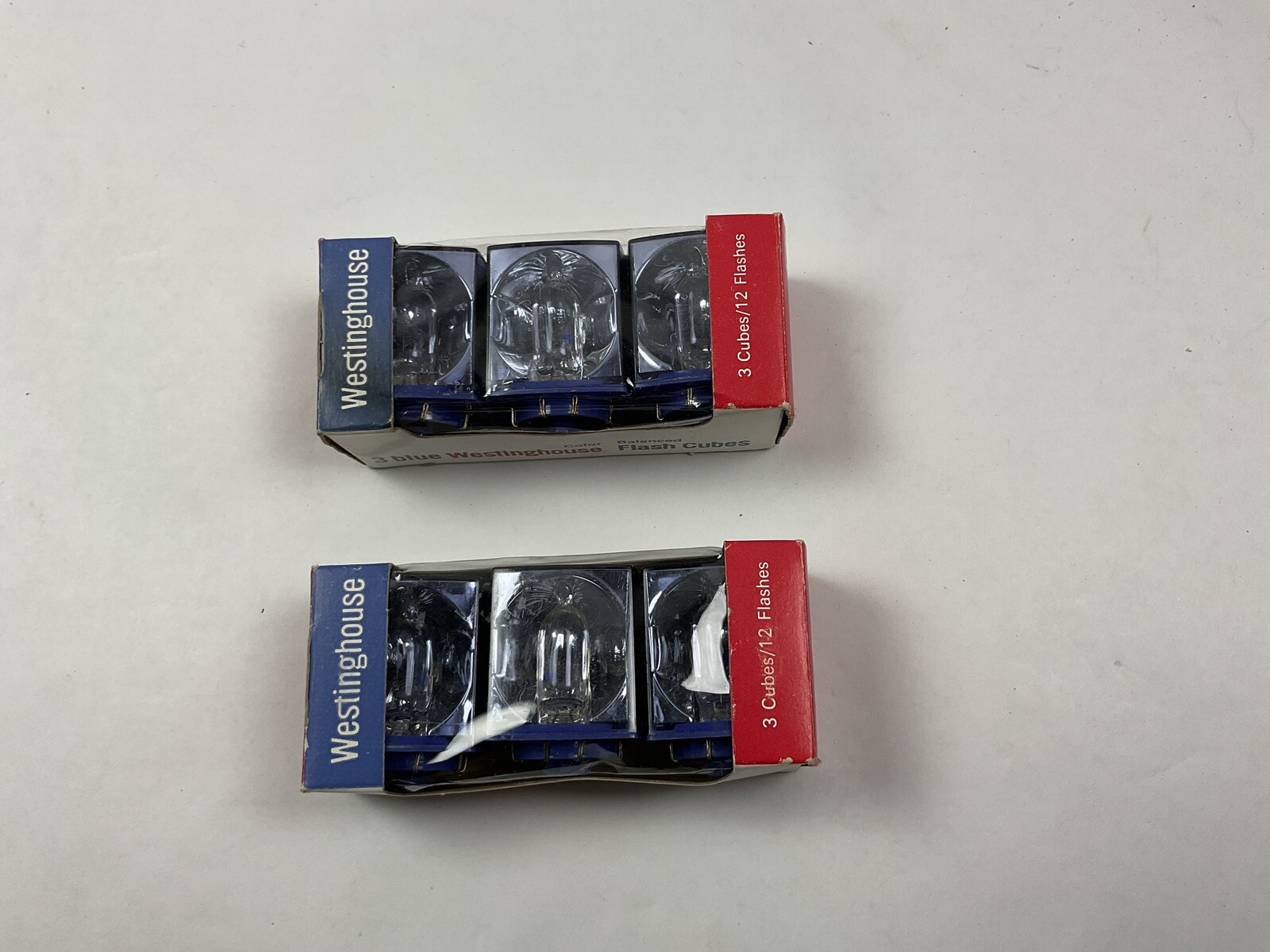 2 Sets Vintage Westinghouse 6 Blue Flash Cubes 12 Flashes 0312-13 Color Balanced