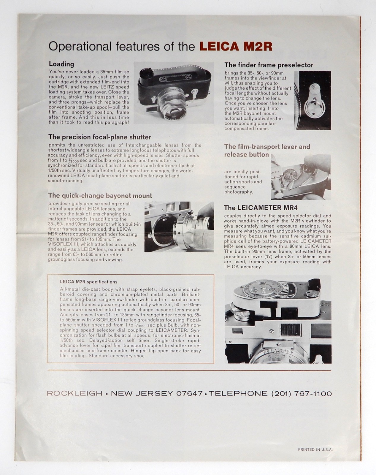 Leica M2R Brochure ………. Rare !!