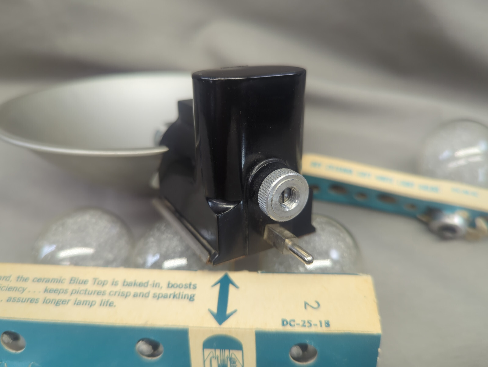 Vintage Flash Reflector and Sylvania Blue Dot Flash Bulbs Camera Photography