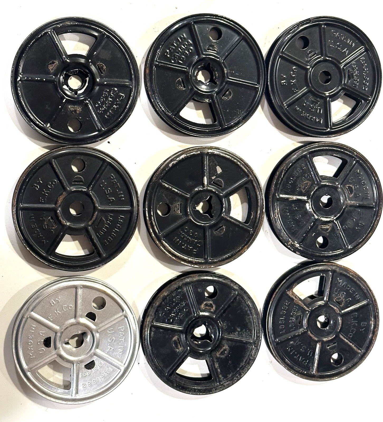 9 VTG Eastman Kodak (E.K. Co.) Metal 8mm 2 7/8” D. Film Movie Reels AsFound 1930