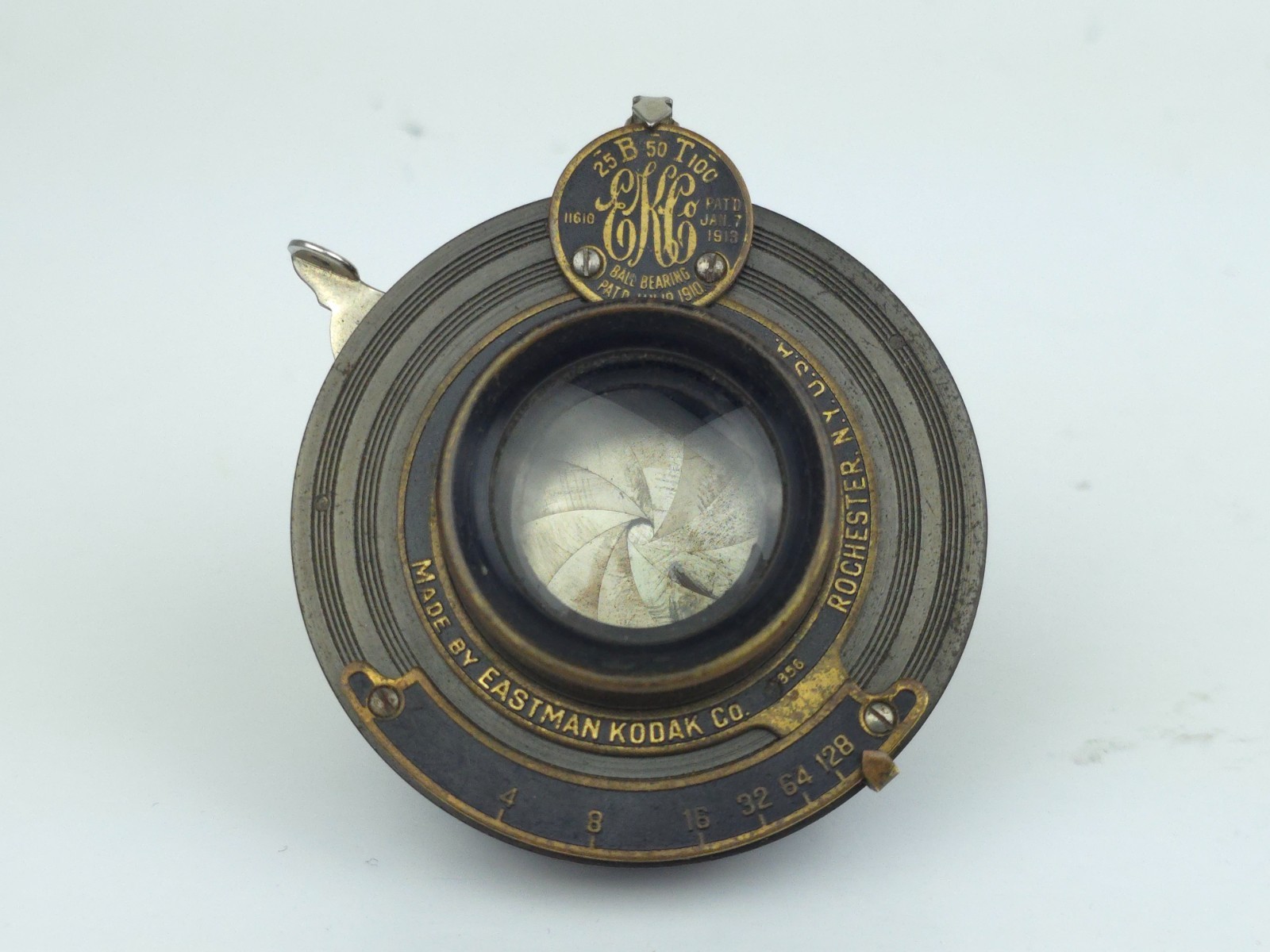 1913 Eastman Kodak Ball Bearing Lens Brass Optical Rochester NY Made In USA