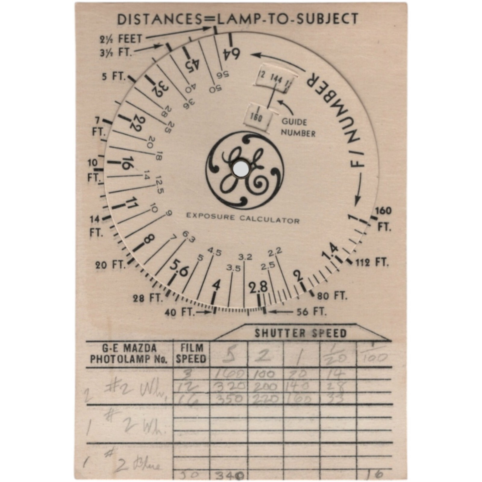 GE Mazda 1941 Exposure Guide General Electric Photo Flood Lamps Flash Bulb VTG.