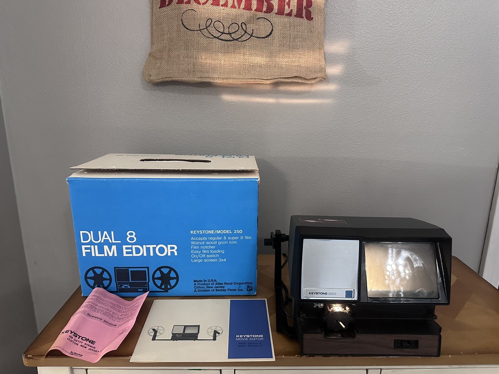 Dual 8 Film Editor, Keystone Model 250 W/ Original Box And Manual. Excellent!!