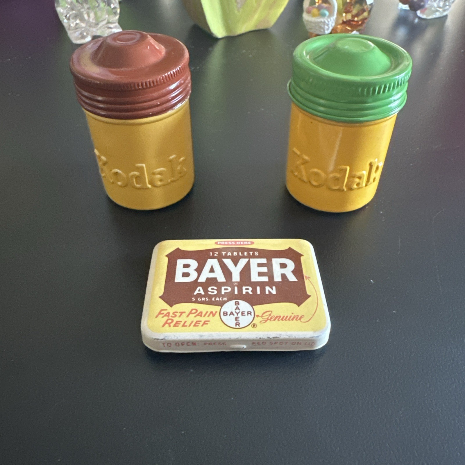 Kodak Metal Film Cases Pair-vintage. Vintage Bayer Tin
