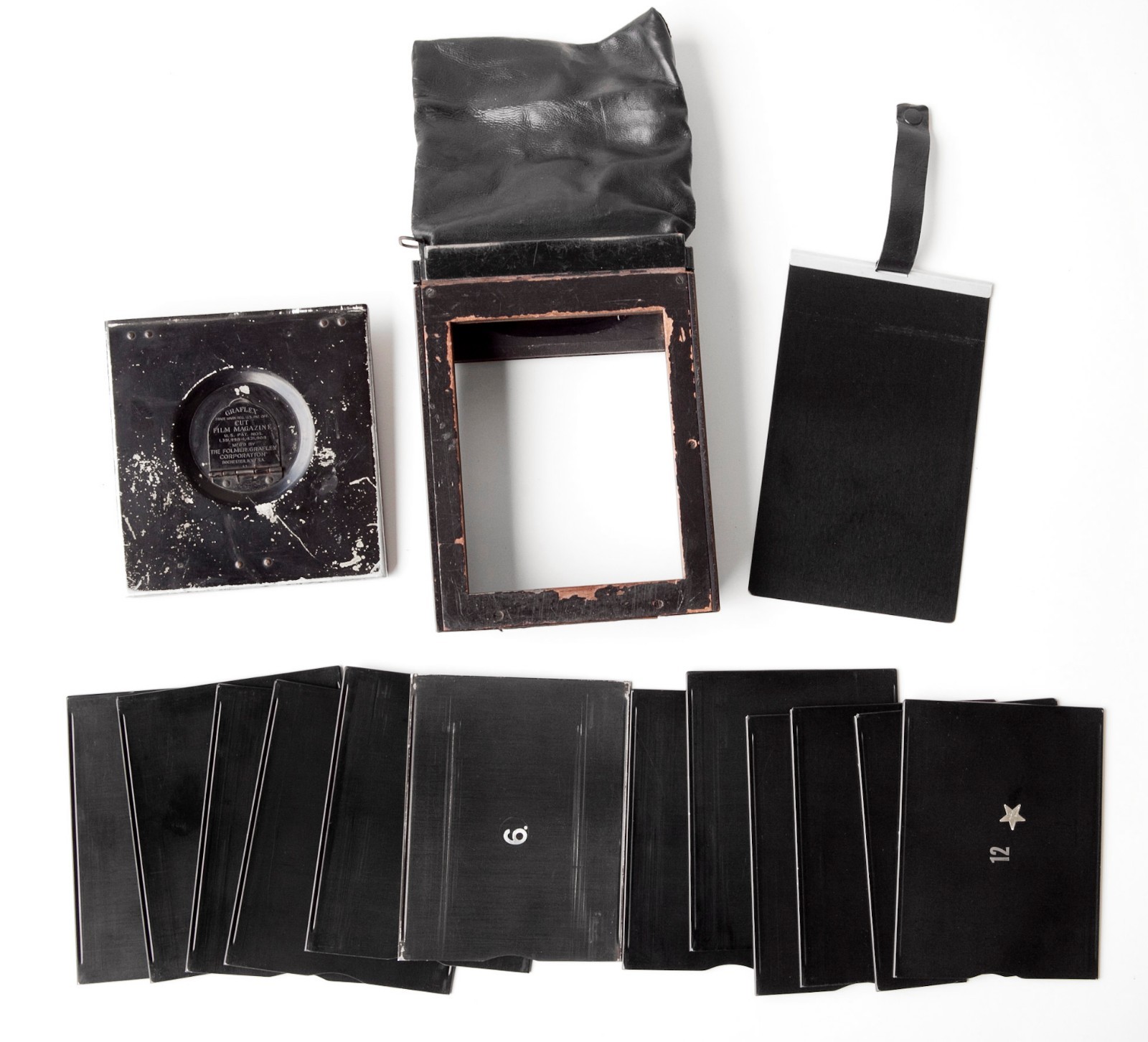 GRAFLEX 4×5 CUT FILM MAGAZINE “Bag Mag” w/ 12 Septums for early Graflex