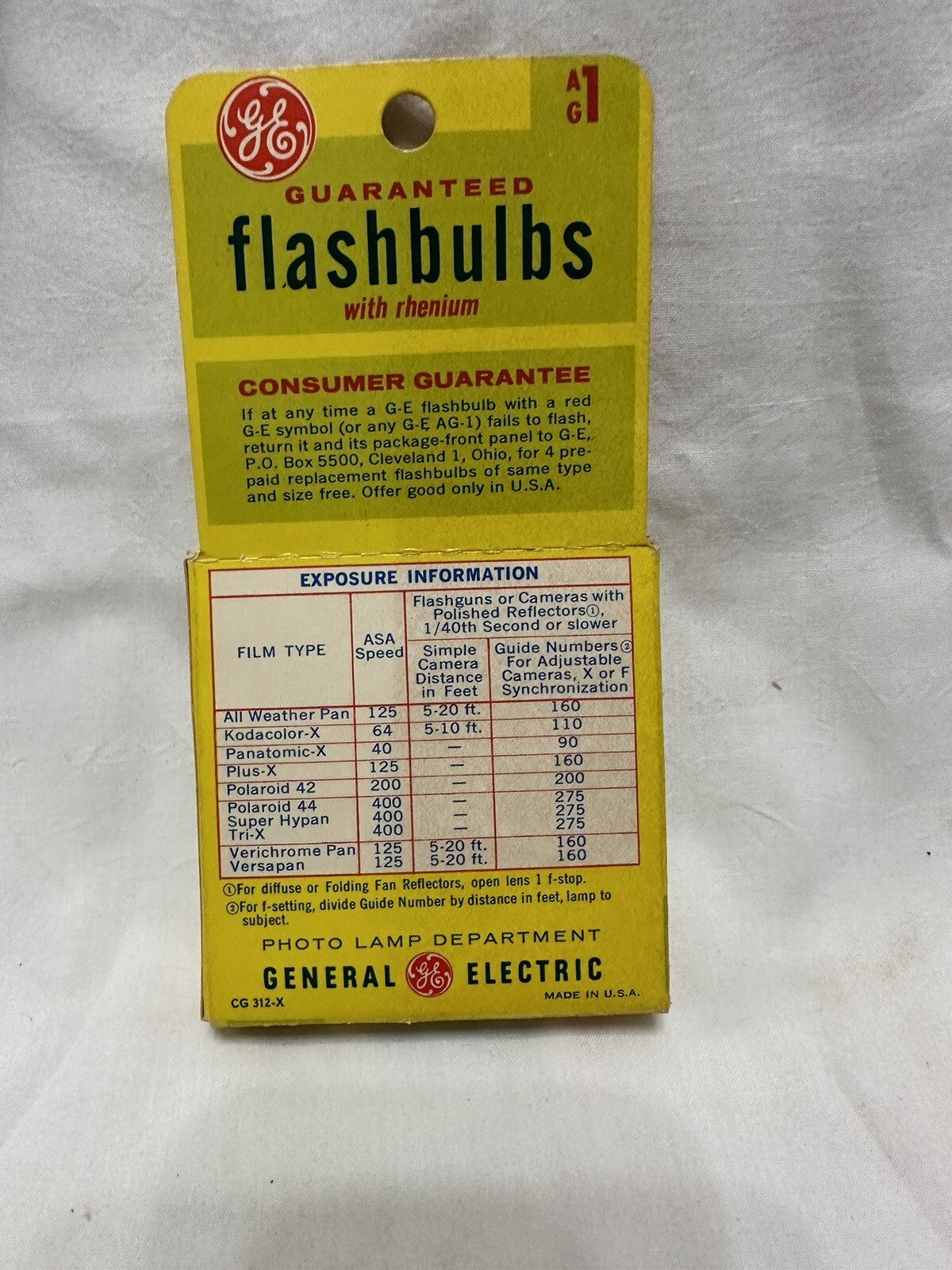 General Electric PG-1 Vintage Photo Flashbulbs GE