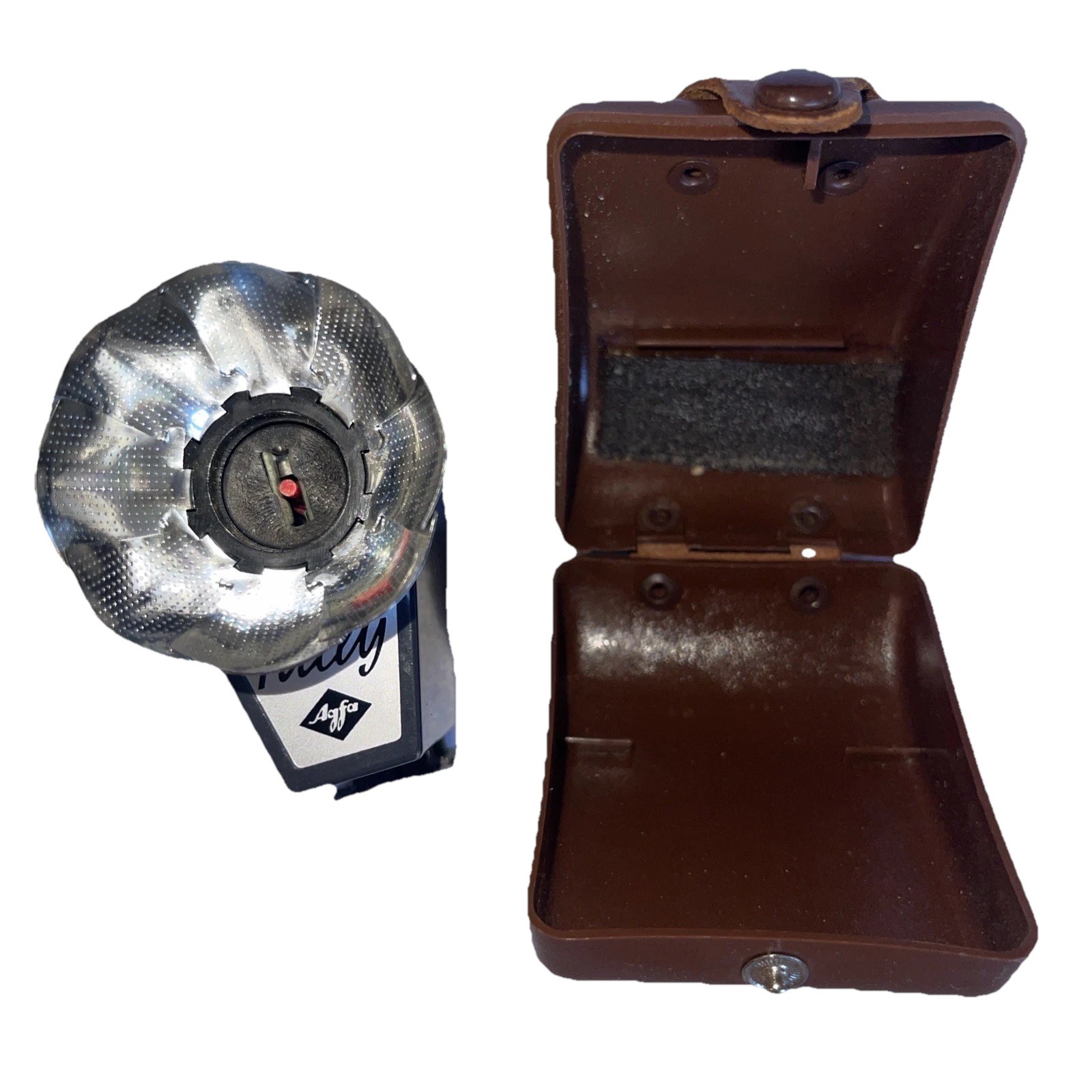 Vintage Agfa Tully Camera Flash W/ Leather Case Germany