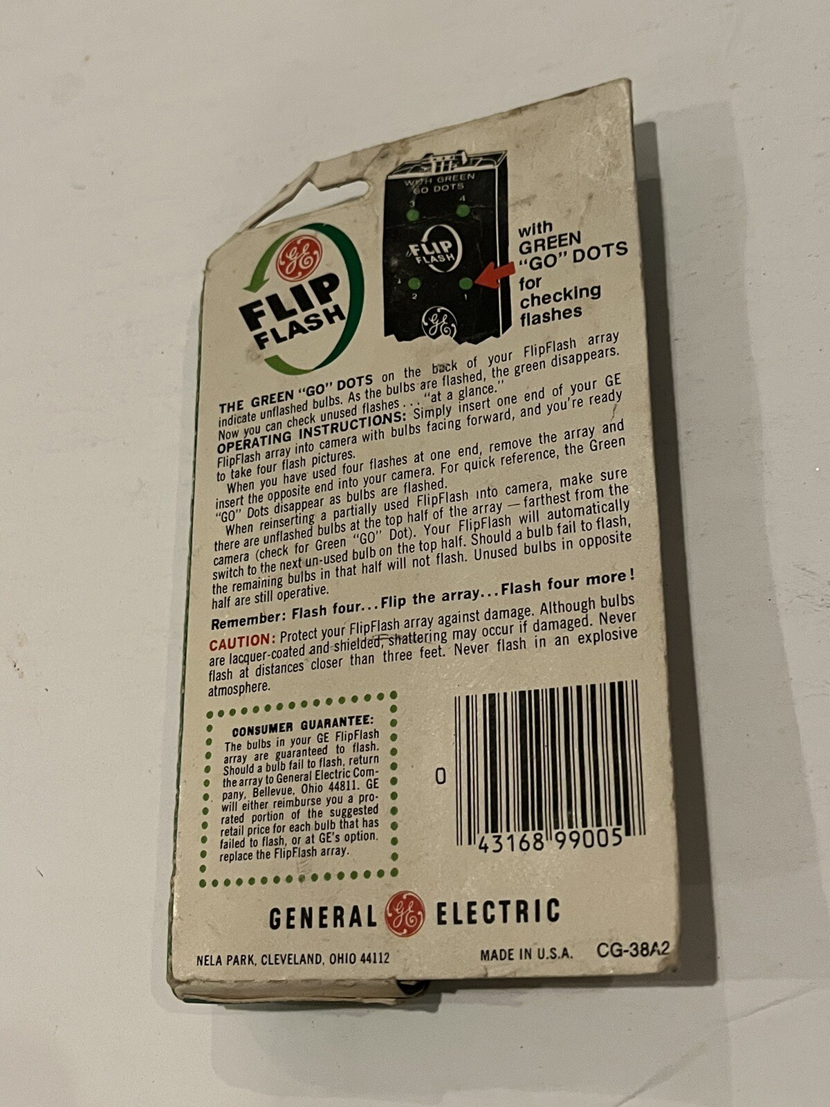 General Electric GE Flip Flash Bar for Kodak & telegraph-insta CG-38A2