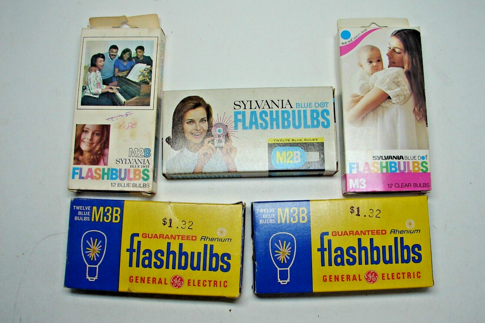 Sylvania M2B & M3 Flashbulbs & General Electric M3B Flashbulbs New 5 boxes
