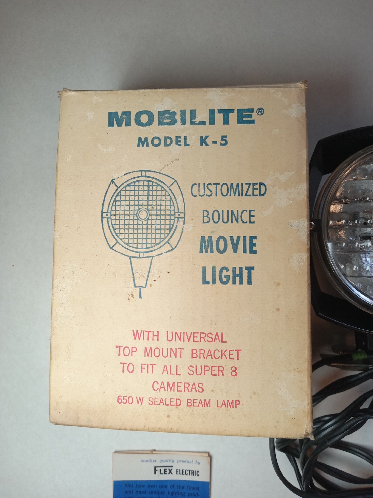VINTAGE FLEX ELECTRIC MOBILITE MODEL K-5 SUPER 8 CAMERA MOVIE LIGHT