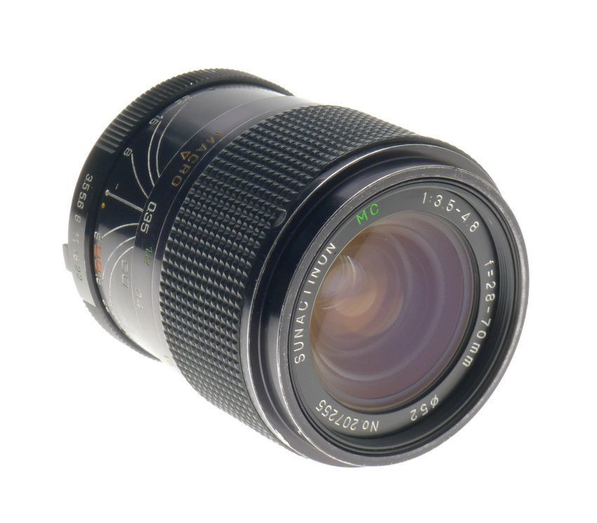 Sunactinon mc 1:3.5-4.8 f=28-70mm 52mm diameter macro zoom lens