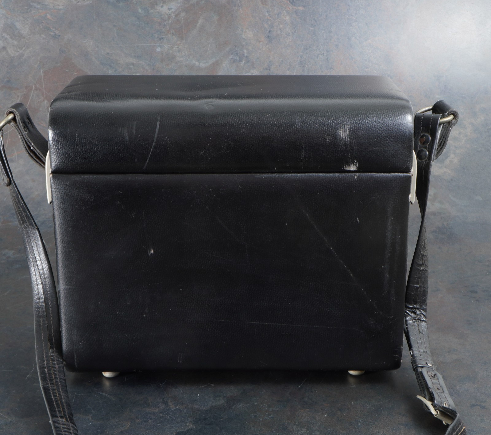 -[EX++]Vintage Alps Leather Camera Bag Black With Dark Burgandy Interior