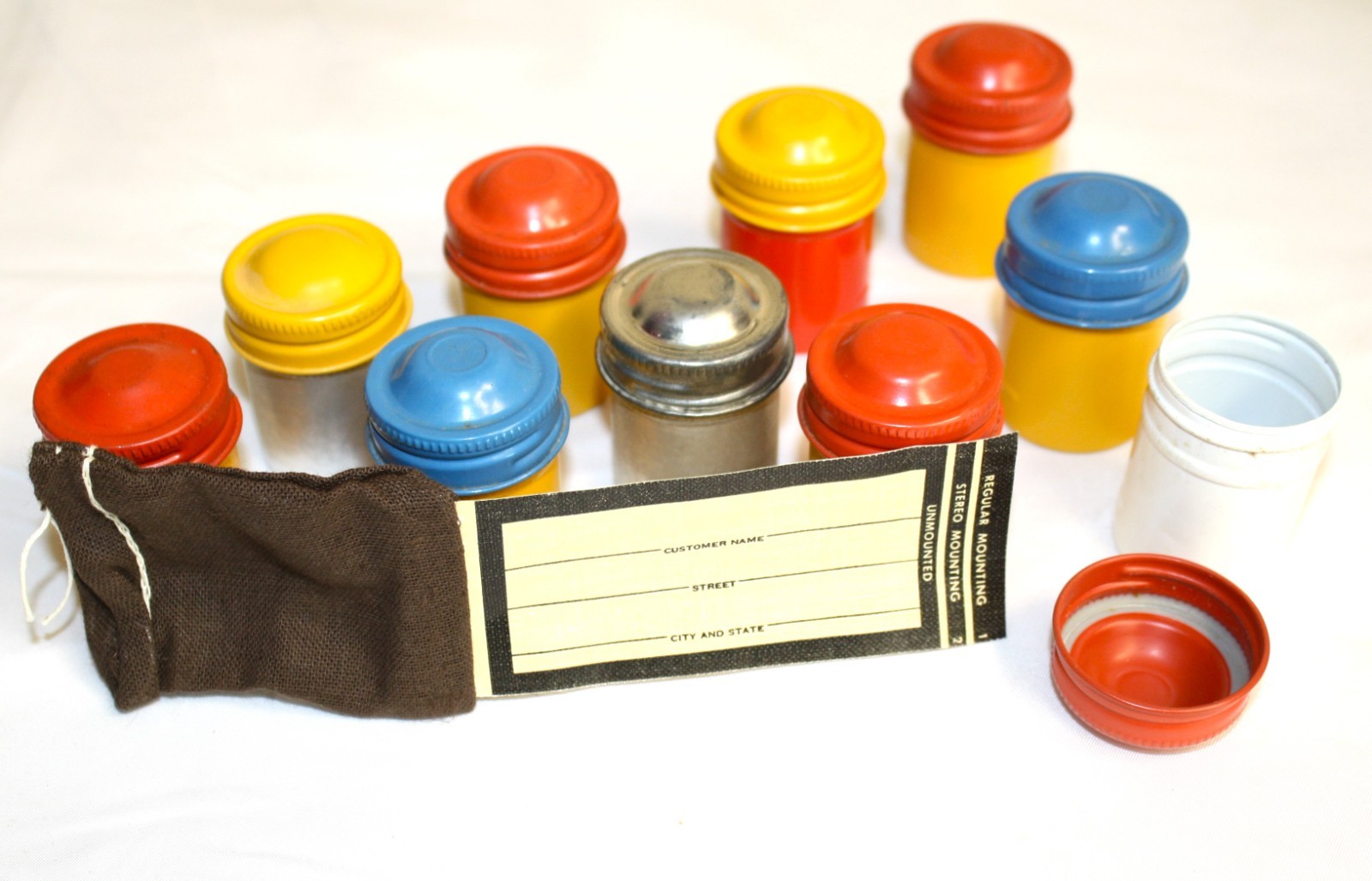 Lot of 10 Vintage KODAK & 2 unmarked) Metal 35mm FILM CANISTERS Containers Nice!