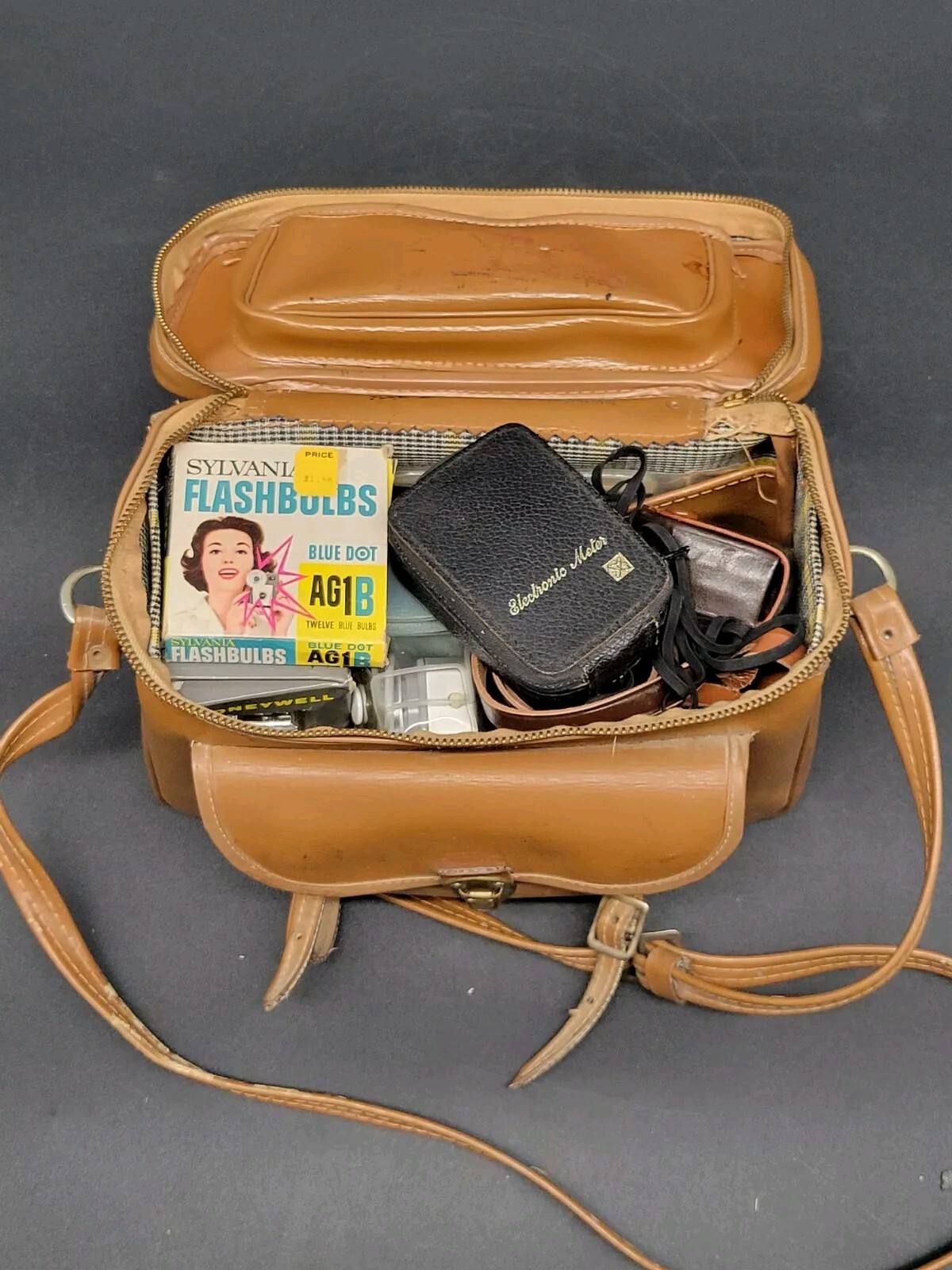 Vintage Camera Case Shoulder Bag by Kent LOADED With Vintage Camera Accessories