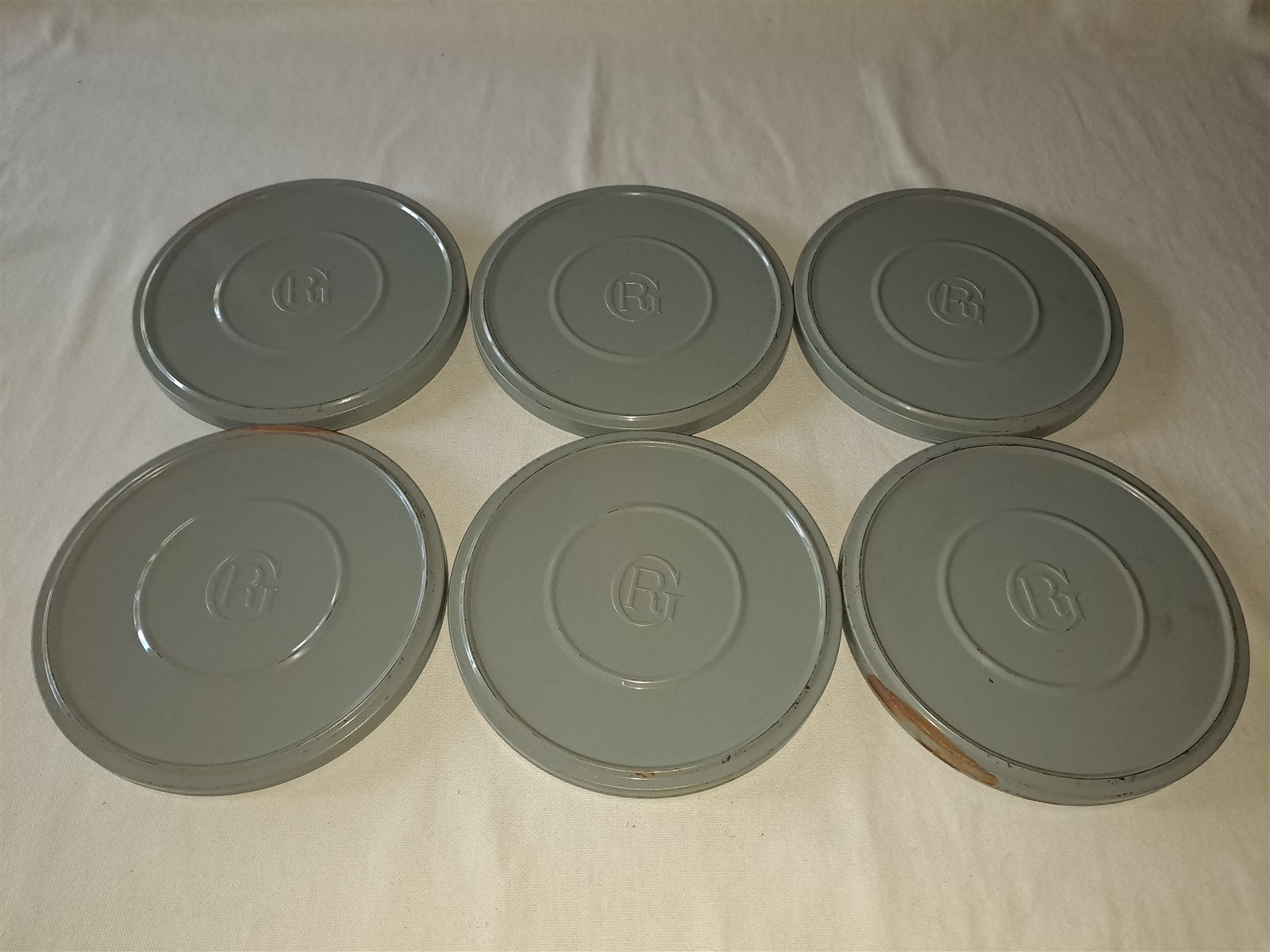 Lot of 6 Metal 7″ Movie Film Reel Canisters