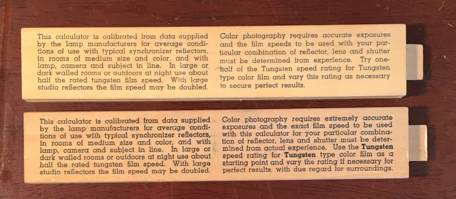 Vintage Pair Lawrence Flashrule Sliderules Calculate Exposure Advertising 1946