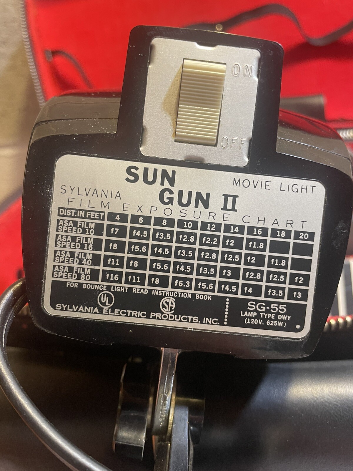Vintage Electric Sun Gun II 2 Movie Light Sylvania SG-55 Vintage W/ Leather Case