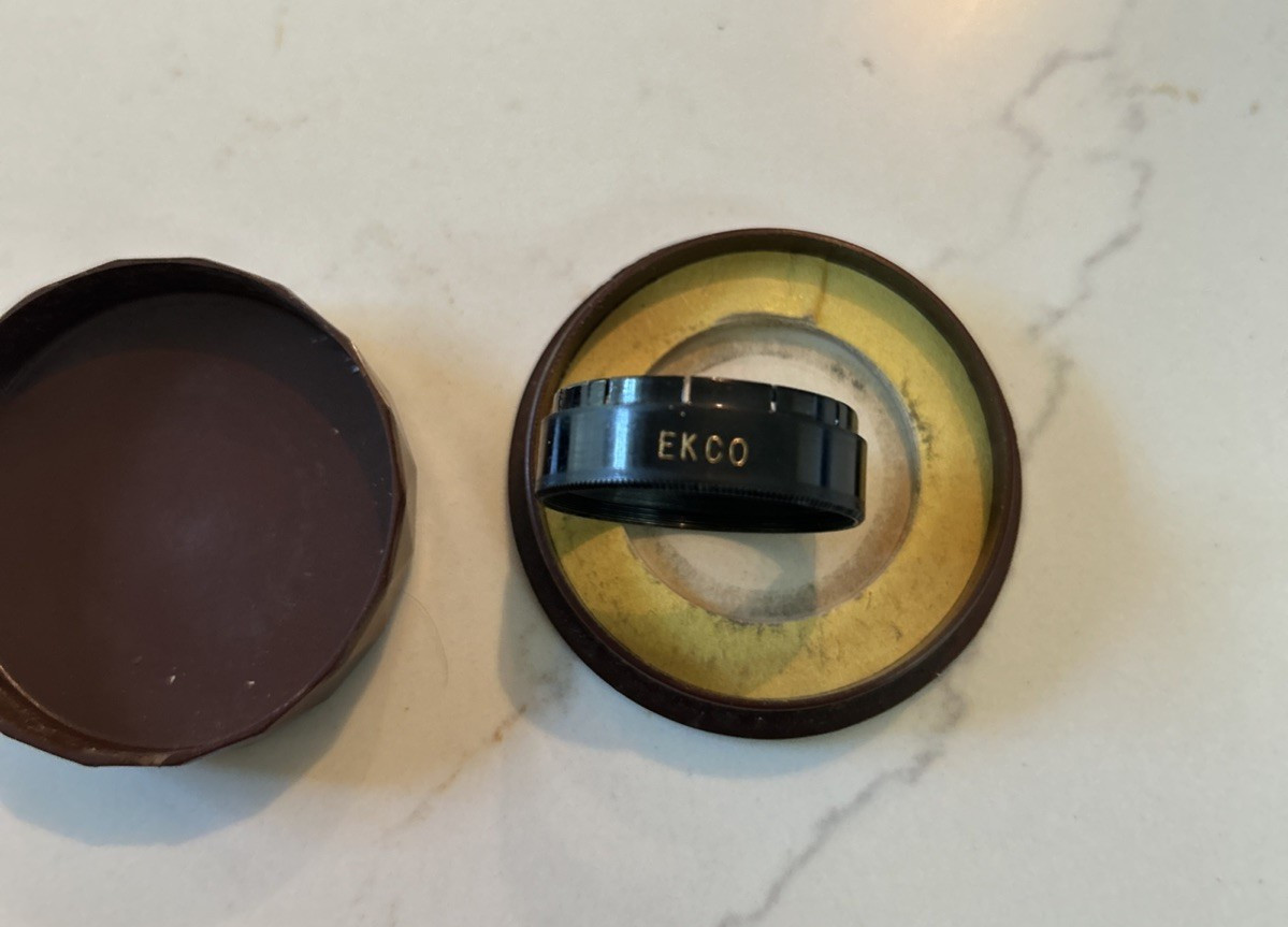 VINTAGE KENKO BAKELITE BROWN 45 MM YELLOW FILTER HOLDER & ECKO FILTER