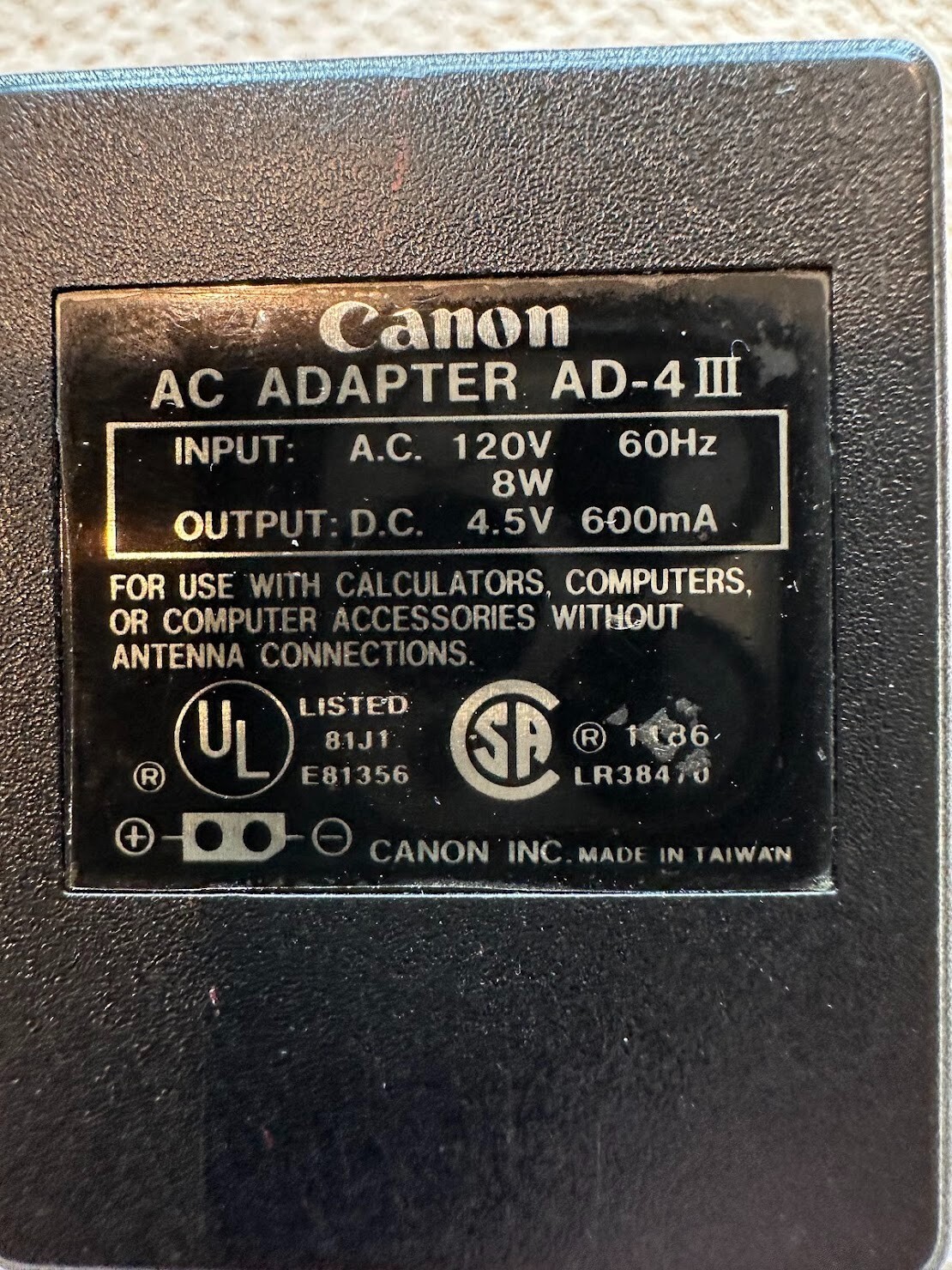 VINTAGE CANON AD-4 III AC ADAPTER