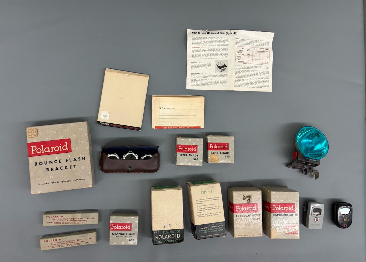 Vintage Lot of Polaroid Camera Accessories-2 Rolls Of Film-Meters-Filters & More