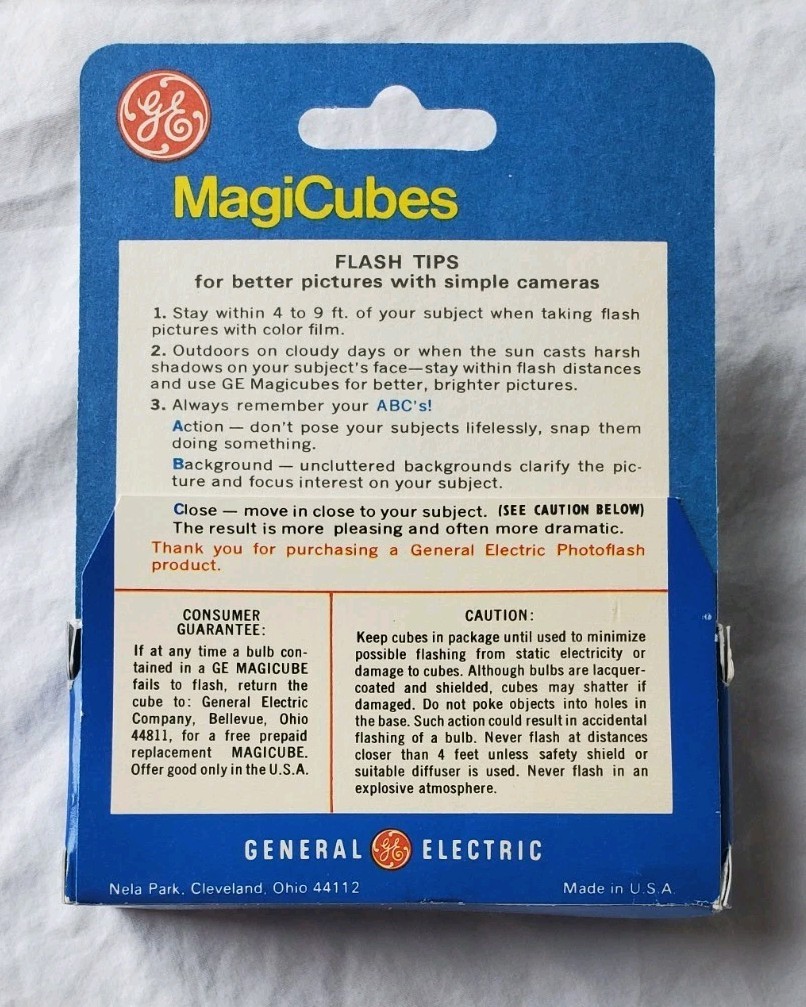 NOS Vintage GE MagiCubes General Electric Magic 3 Pack Cubes 12 Flashes NEW