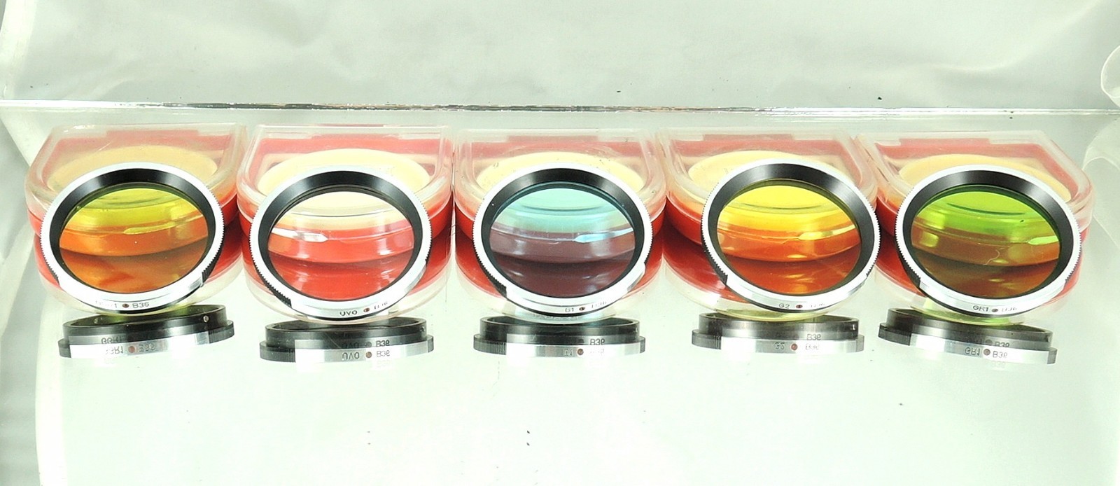 Flexaret – Set of five color filters B36 MEOPTA Czechoslovakia genuine MINT