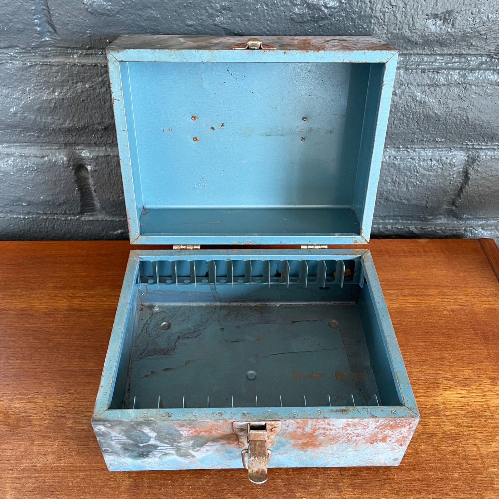 Heavily Rusted Vintage Metal 12 slot 8mm Film Box