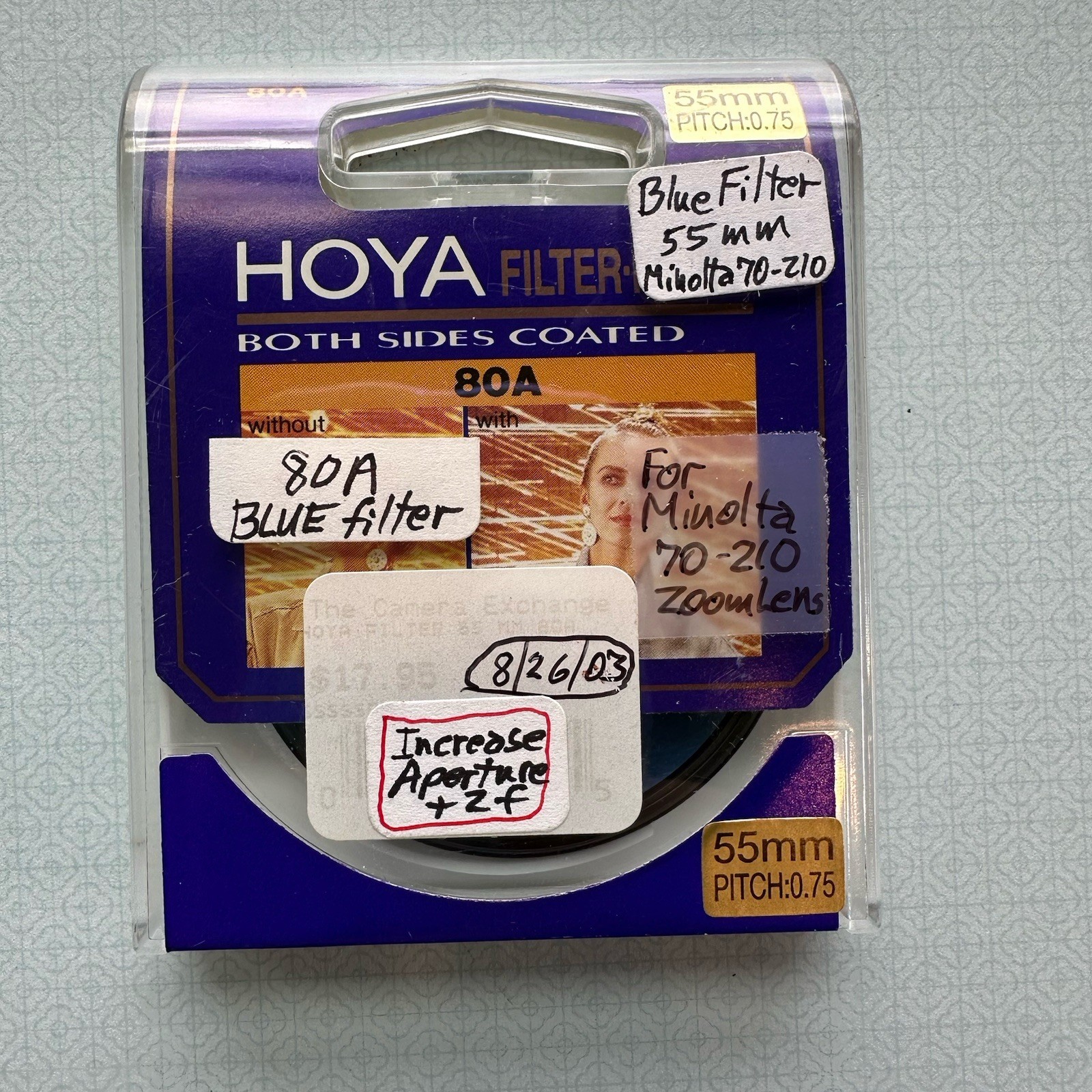 HOYA 55mm 80A Blue Lens Filter Coated on both sides Made in Japan EUC