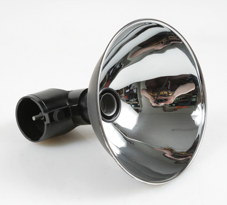 STEAMPUNK INDUSTRIAL BLACK CHROME FLASH REFLECTOR NEW OLD STOCK
