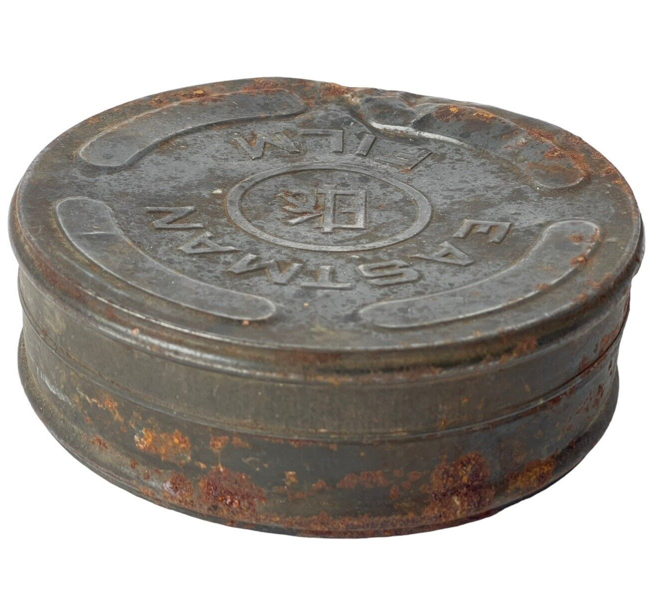 Eastman Kodak Film Cannisters Metal Two Antique Battered Rusty Containers