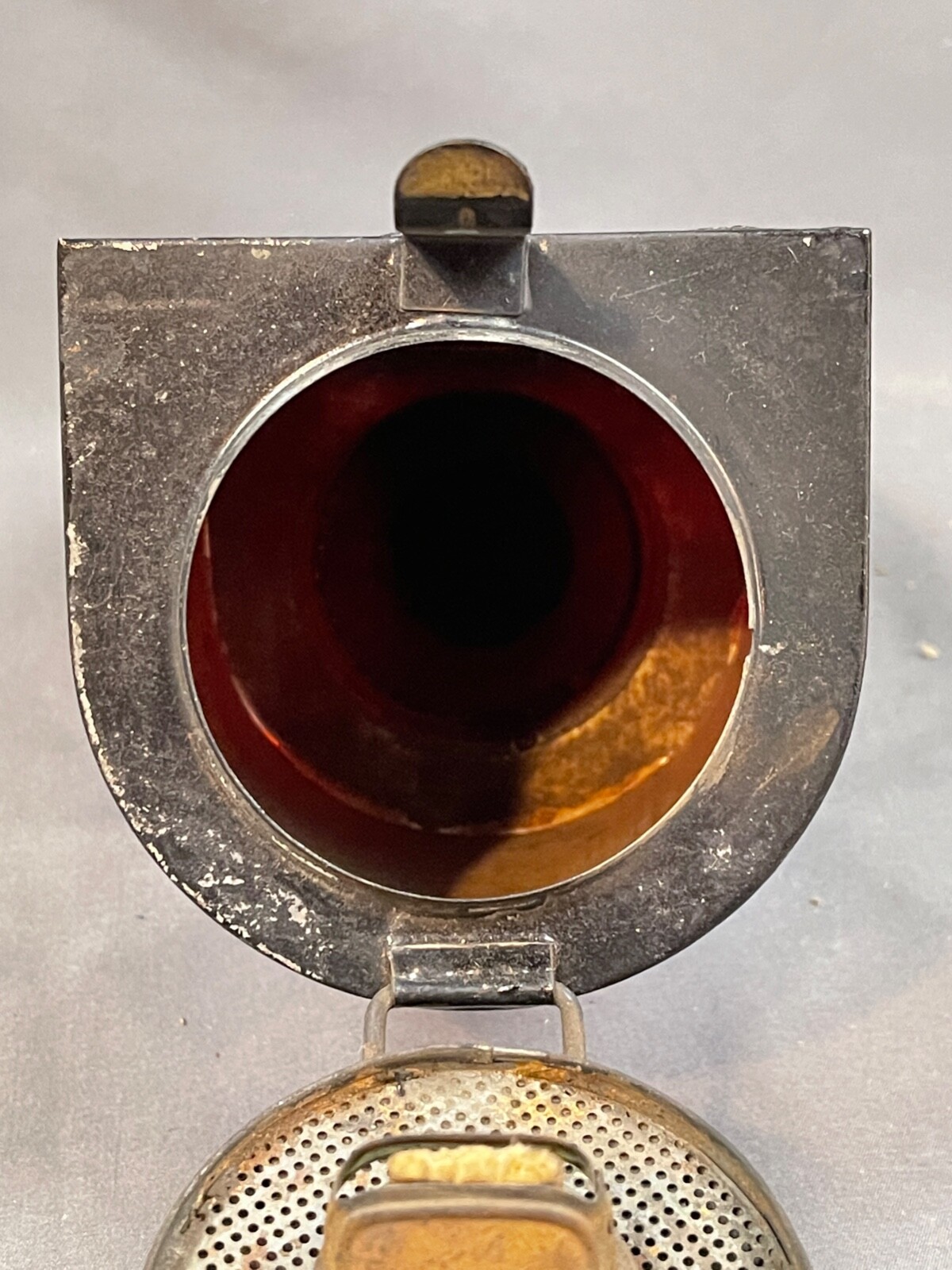 Antique Unique Lantern Oil Red Glass Darkroom Very Complete Nice 2795