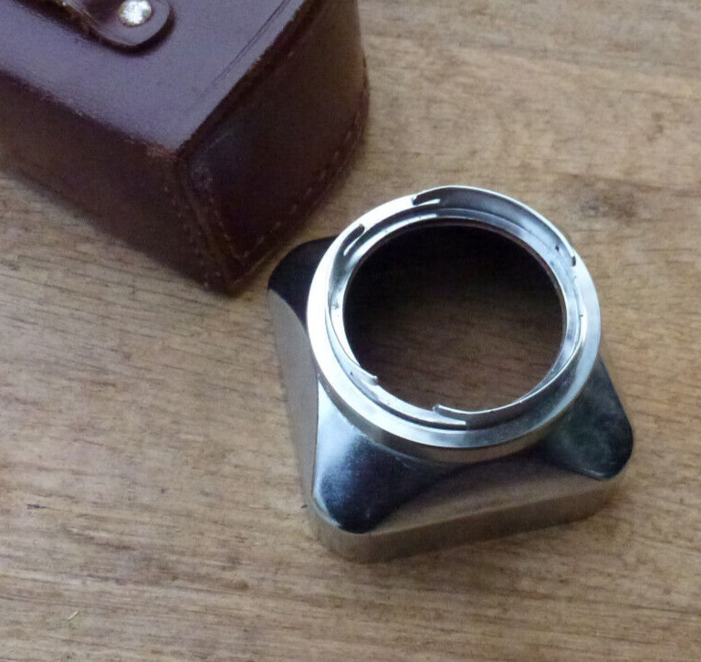 A33 33mm push fit bright chrome lens hood used slip on shade Omag 6×6