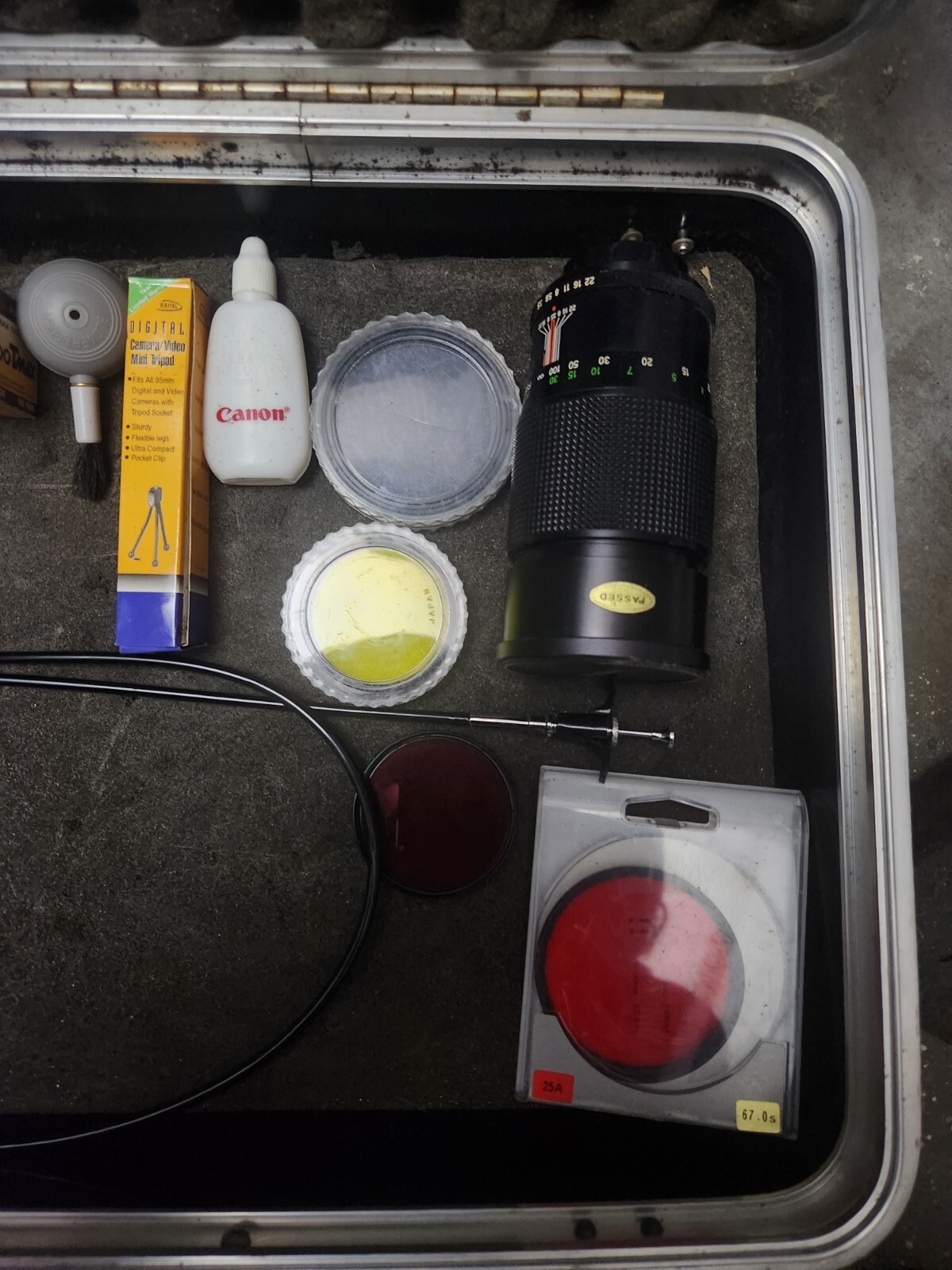 Vintage Camera Accessories With Case, Film, Lense