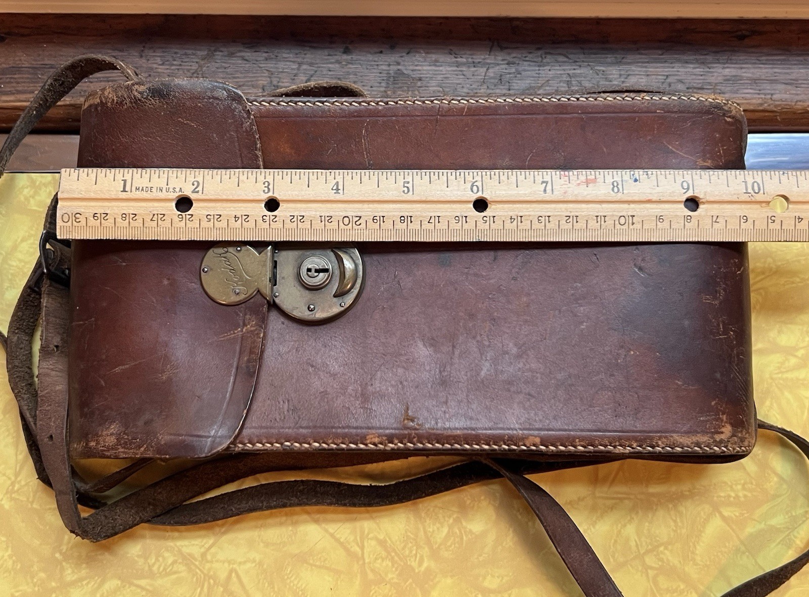 Antique Kodak Paris & Lyon Folding Film Camera Case in Brown Leather with Strap