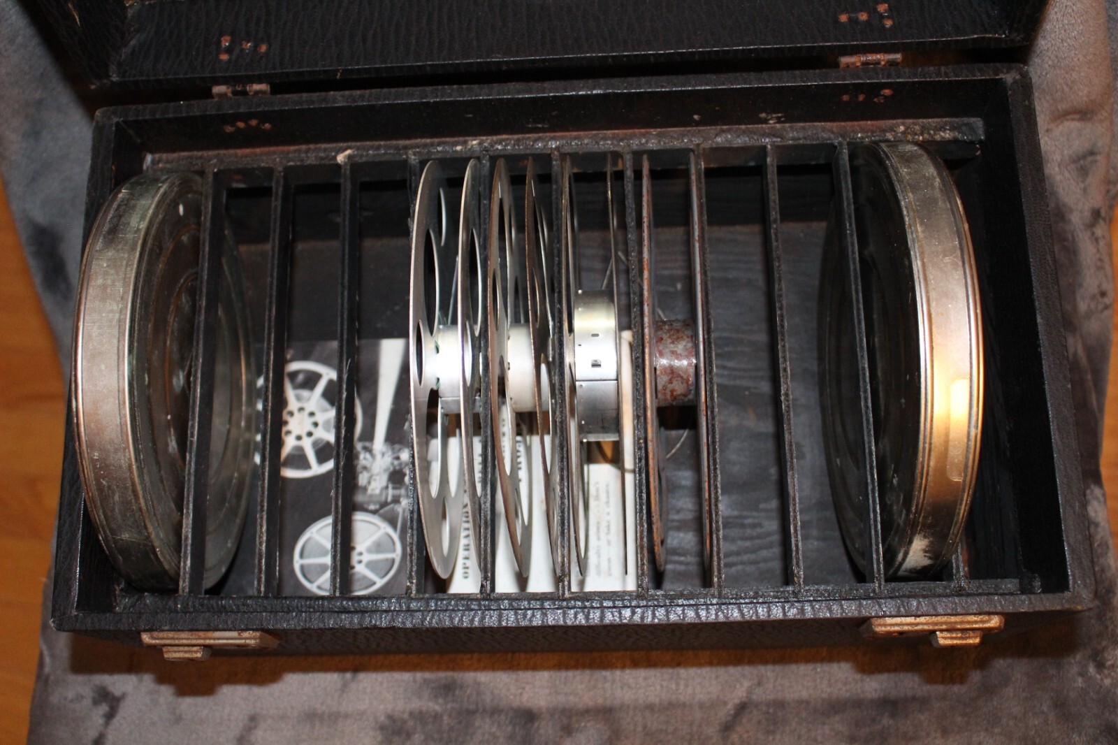 Vintage Movie 12 Reel Case Box w/ 4 Unique Reels & 2 Cases – Good Vtg Condition