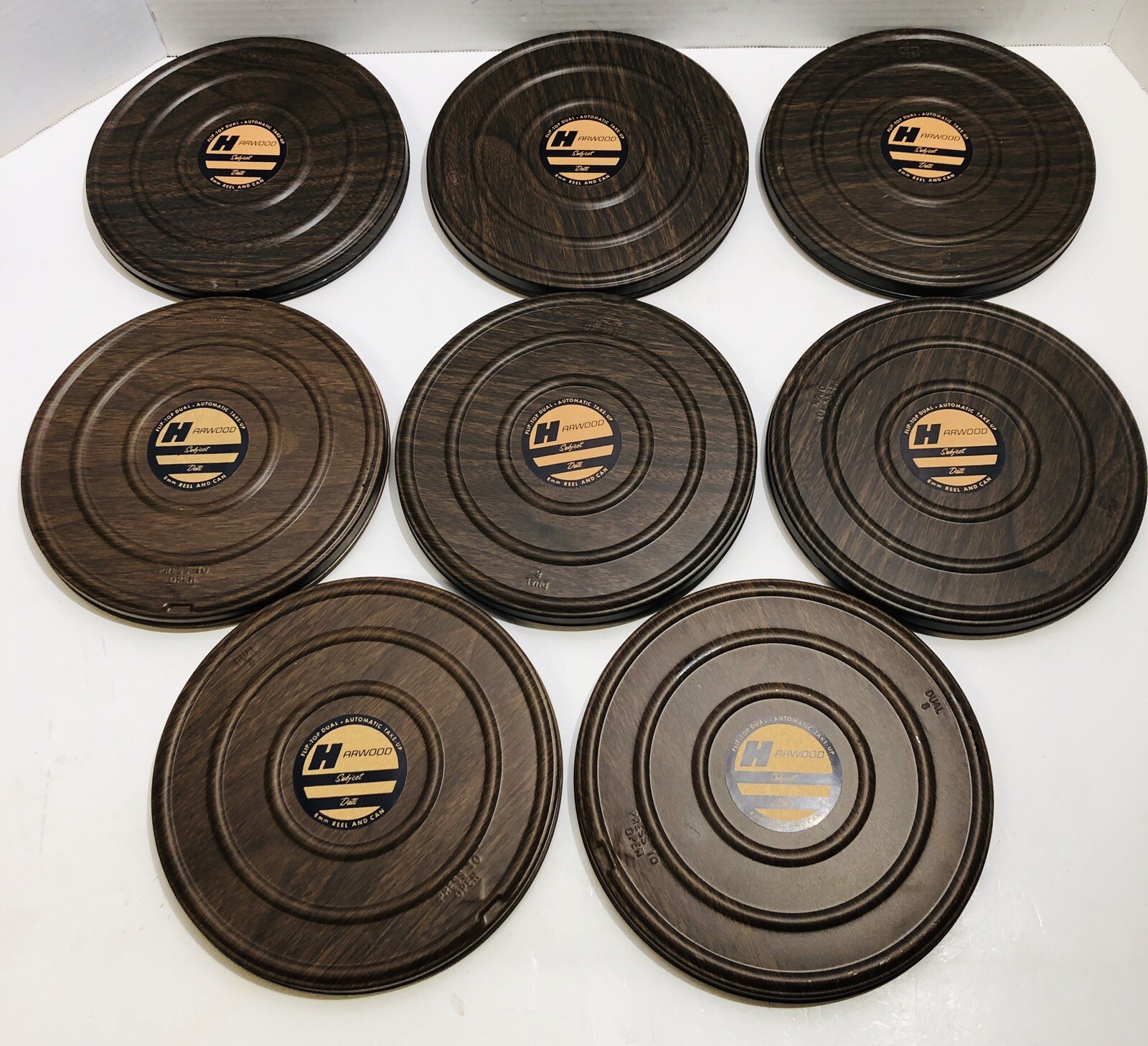 Vintage Harwood 8mm 400’ 7” Metal Reel & Can Lot Of 7 + 1 Empty Can