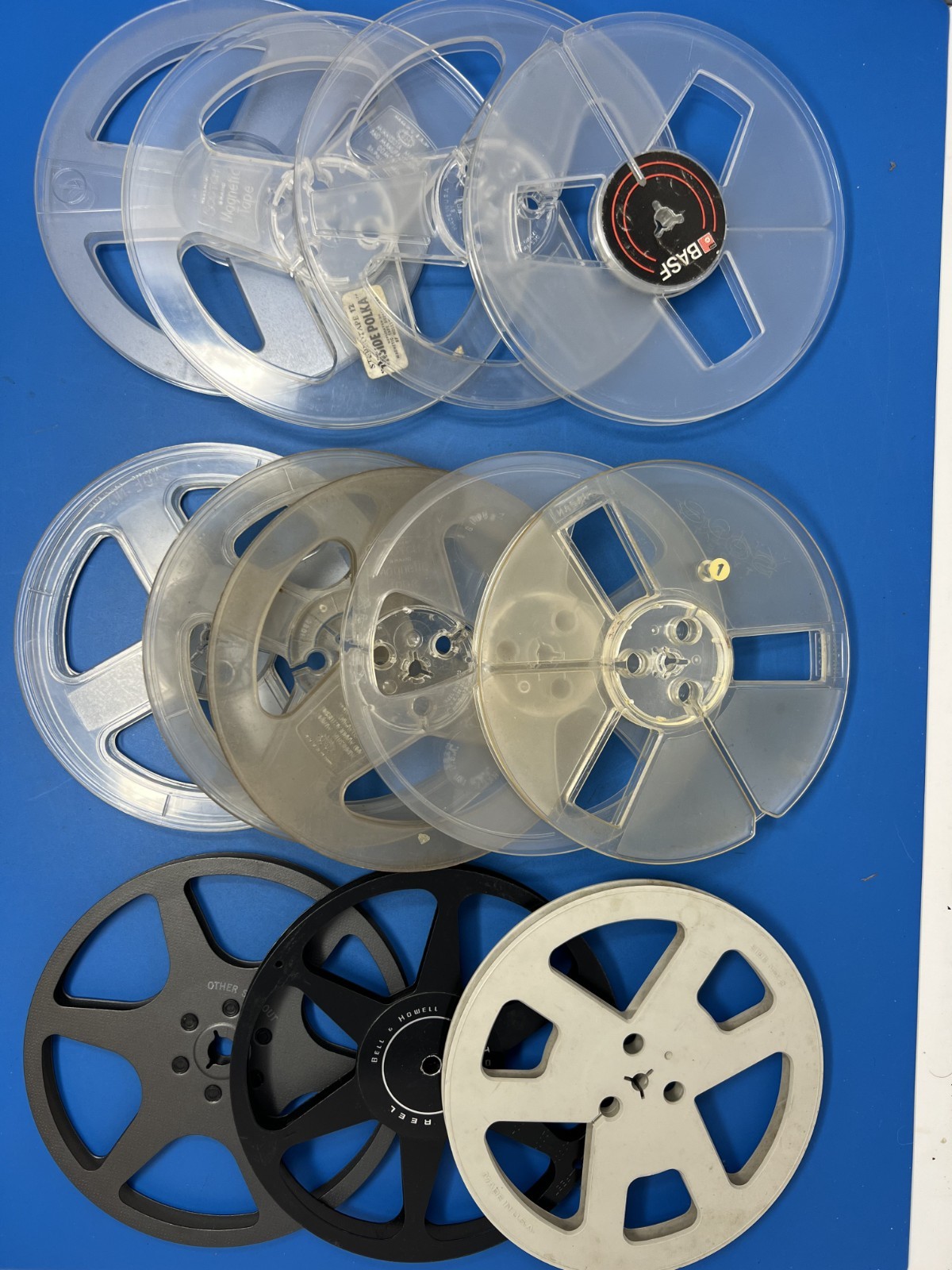 20 Empty 7-inch Reels, 2 metal Kodaks, Bell & Howell