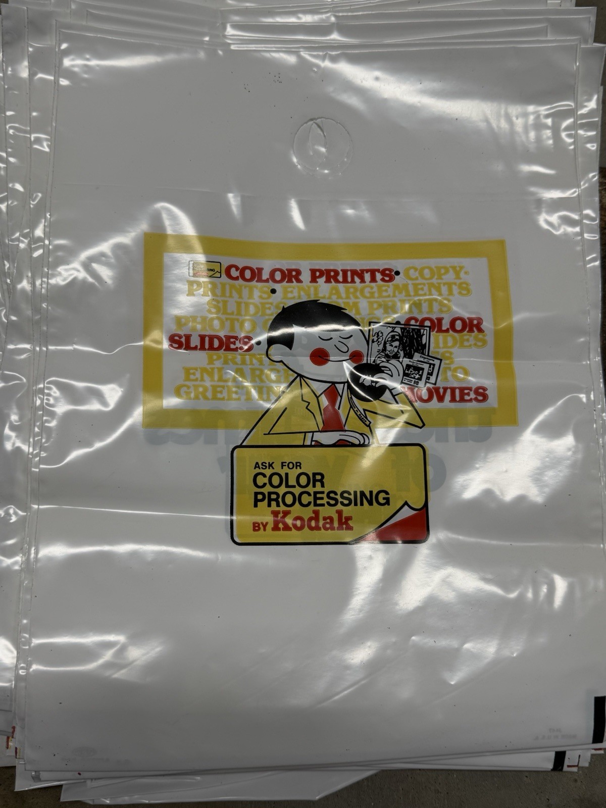 Vintage Color Film Processing Plastic Tote Bag Movie Prop Lot Of 5