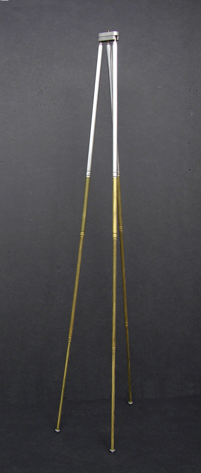 Vintage Telescoping Collapsing Chrome & Brass Mini Tripod 14 1/2 to 48 1/2″