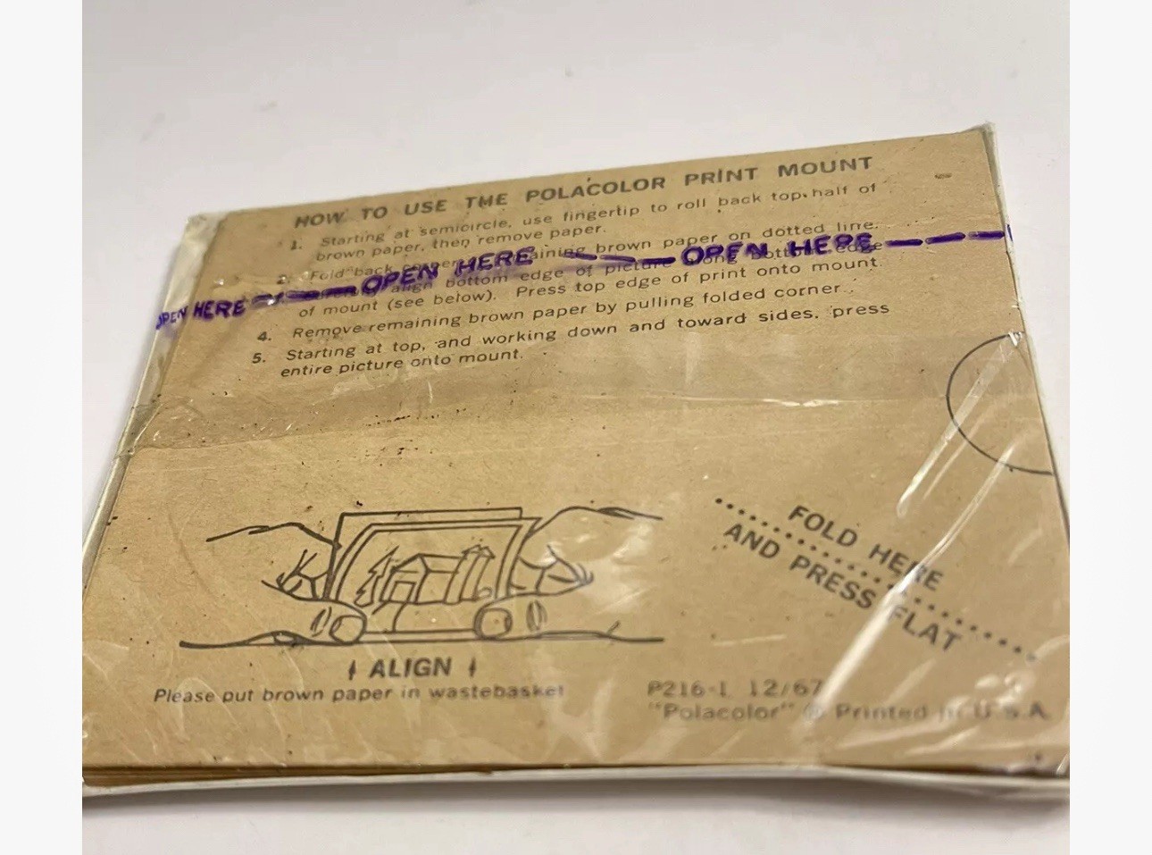 Polacolor Print Mount Polaroid Camera Photo Backs Sealed 1967 vintage
