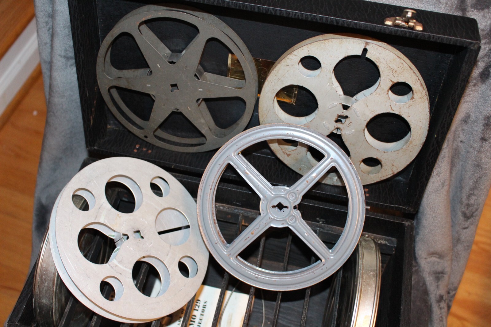 Vintage Movie 12 Reel Case Box w/ 4 Unique Reels & 2 Cases – Good Vtg Condition